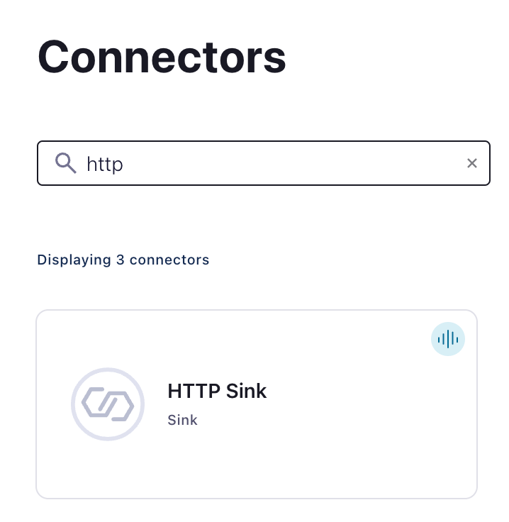 HTTP Sink connector를 생성하는 방법을 보여주는 Confluent Cloud 인터페이스