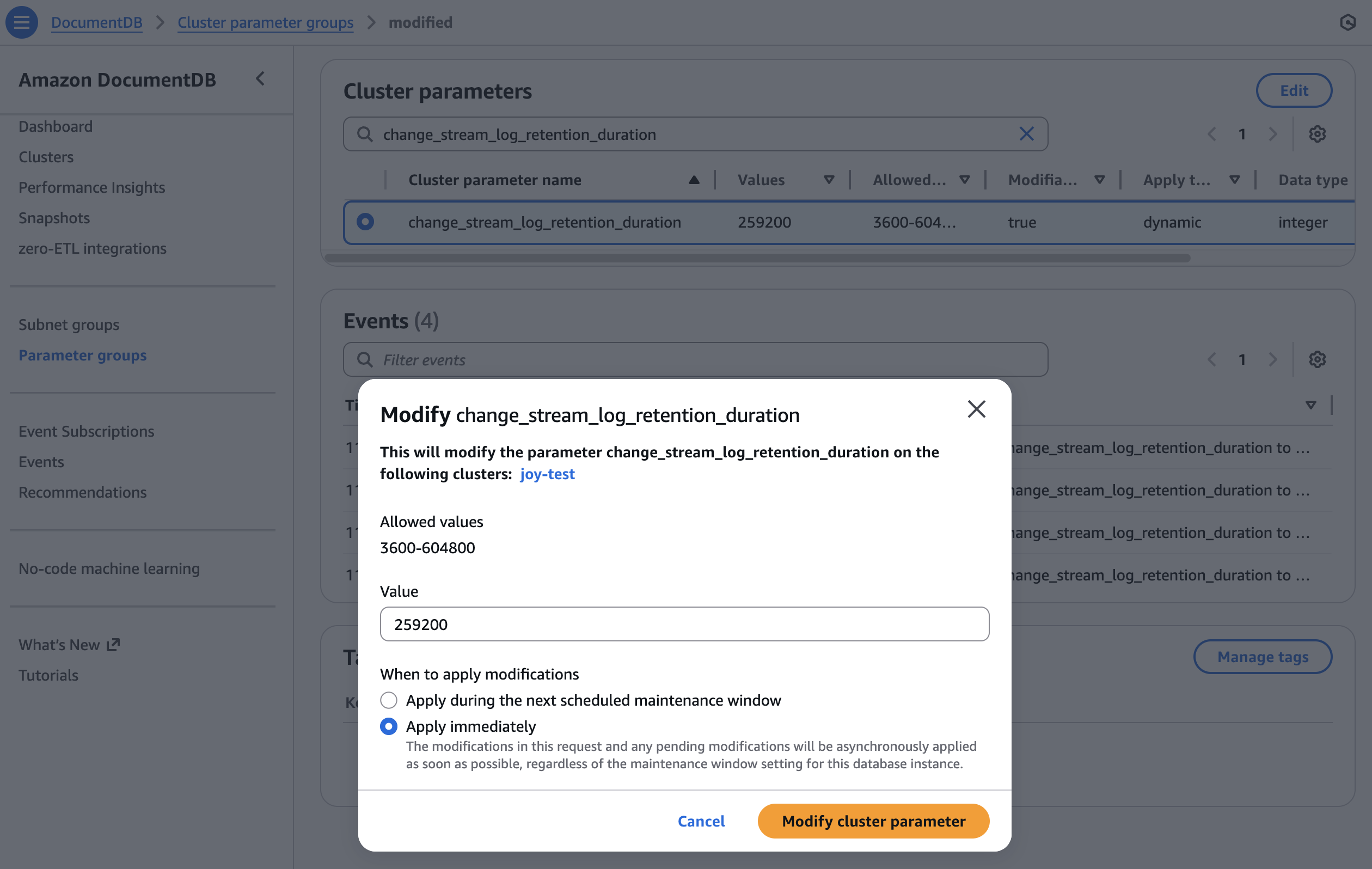 파라미터 그룹 적용