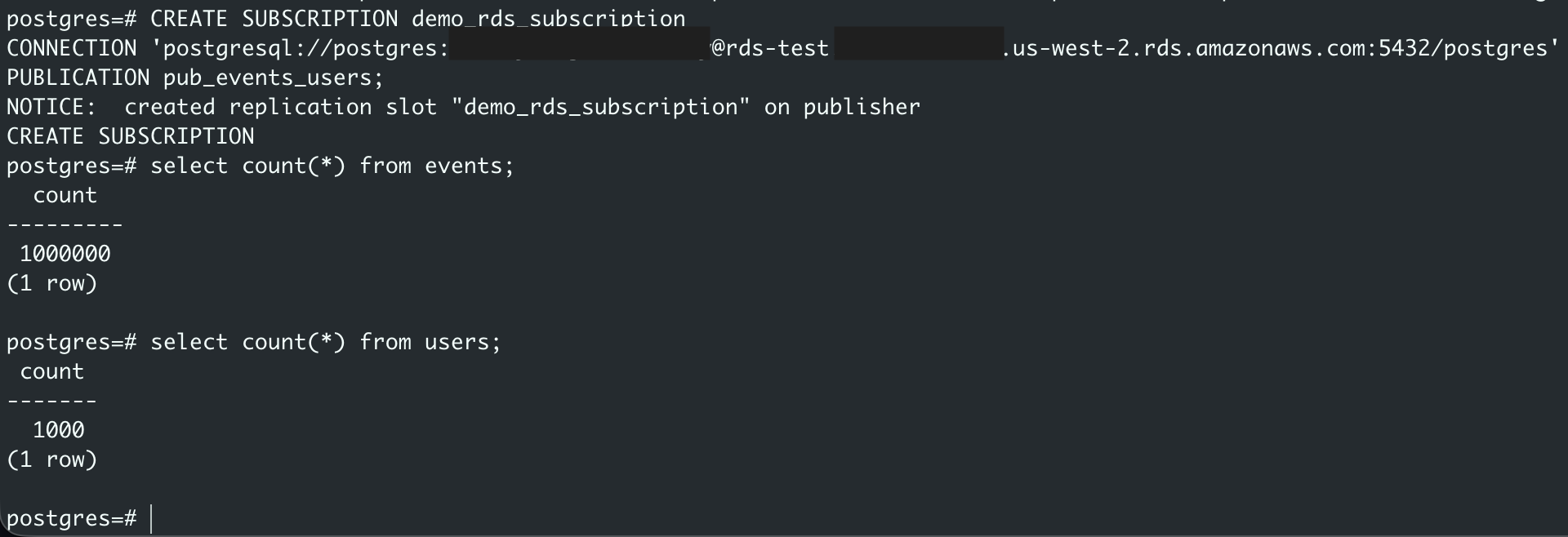 논리 복제 후 마이그레이션 결과